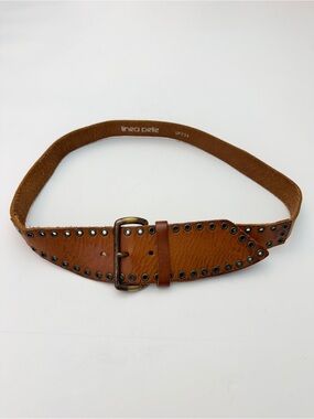 Vintage Linea Pelle Brown Leather Belt, Size Medium